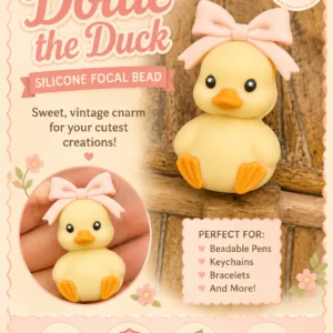 Exclusive silicone 3d Vintage Dottie the duck bead (1 or 2 items per pack)
