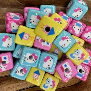 16mm Custom Mix Hello Kitty cubes bubblegum bead (10 per pack)