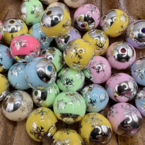 16mm- SnowFlake Effect winter bubblegum bead