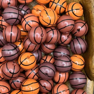 Acrylic 16mm Round Basketball bubblegum bead mix (10 per pack)