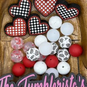 Exclusive Silicone Checker Heart and Confetti Focal and bead mix