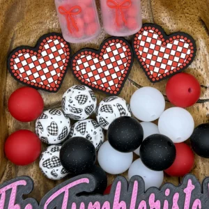 Exclusive Silicone Jar Heart with Checked Heart Focal and bead mix