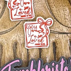 Exclusive Custom You are So Loved Glitter John 3:16 focal bead (2 beads per pack)
