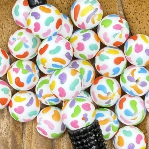 15mm Printed Exclusive Jelly Bean Jelly Belly silicone bead round