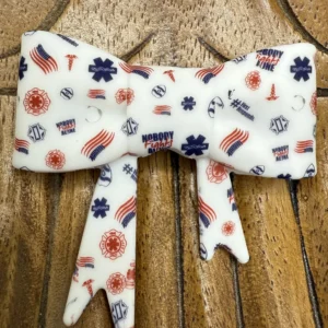 Exclusive Silicone Large First Responder Ems Print Bow Focal Bead (1 per pack)