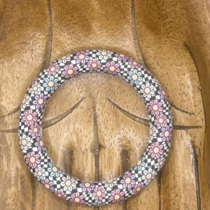 65MM Round Checker Flower Teether Ring