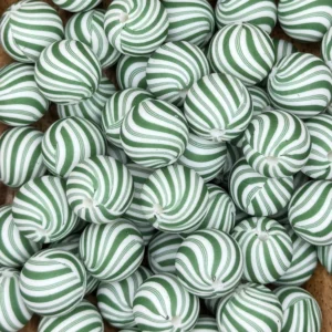 15mm Printed Exclusive Green swirls silicone bead round