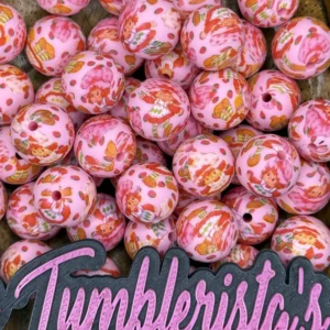 15mm Printed Exclusive Strawberry Shortcake silicone bead round