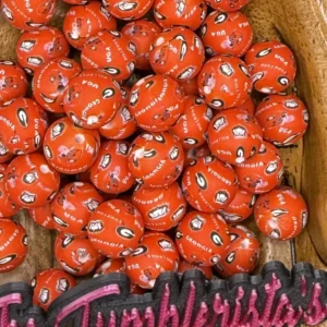Exclusive 15mm Georgia Bulldog UGA print silicone bead round