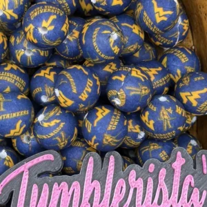 Exclusive 15mm Printed WVU West Virginia silicone bead round