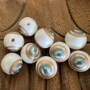 16mm- Football dolphins bubblegum bead