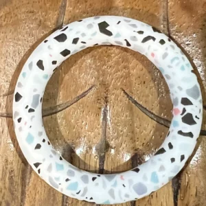 65MM Round White/Blue/grey Terrazo Teether Ring