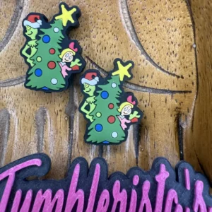 Exclusive Silicone Grinch and Cindy Lou christmas tree Focal bead (2 beads per pack)