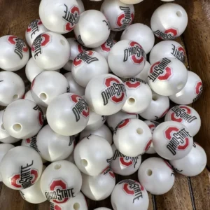 16mm Exclusive Ohio State Bubblegum Bead