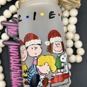 16oz Glass Libbey Peanuts friends cup