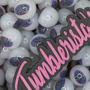 Exclusive 15mm Printed Glitter Lisa Frank print silicone bead round
