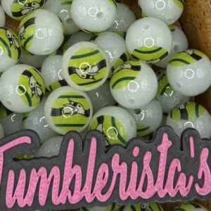 Exclusive 15mm Printed Beetlejuice print silicone bead round