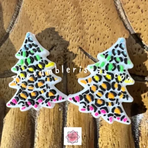 Silicone Exclusive Custom LF Colorful Leopard Christmas Tree focal bead (2 beads per pack)