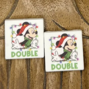 Silicone Christmas Mickey and Minnie Double Trouble focal beads (2 beads per package)