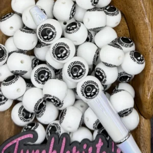 15mm Printed Exclusive Harley Motorcycle silicone bead round