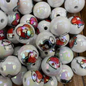 16mm Love Nursing/ NURSE Bubblegum Bead Mix