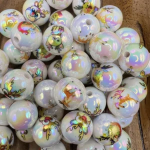 16mm Christmas Reindeer Bubblegum Bead Mix