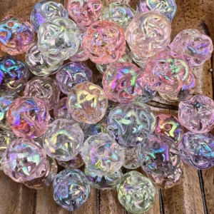 16mm Ab Basket Weave Bubblegum Bead Mix