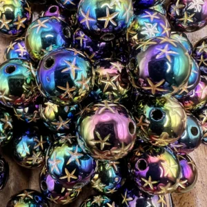 16mm Ab Black starfish Bubblegum Bead Mix