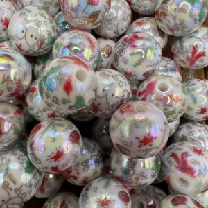 16mm Ab Snowman christmas Bubblegum Bead Mix