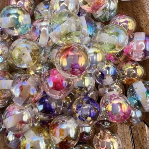 16mm Ab Glittered multicolor Bubblegum Bead