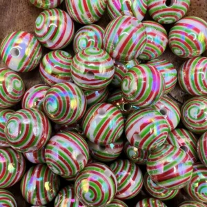 16mm Ab Grinch Swirl Bubblegum Bead Mix