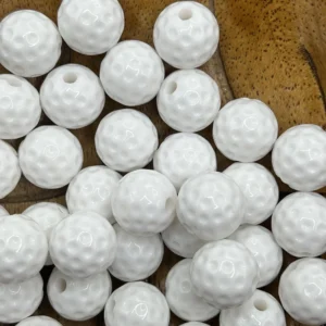 16mm White Golf Ball style Bubblegum Bead