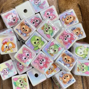 16mm kawaii cute friendly cubes bubblegum bead (10 per pack)