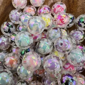 Acrylic 16mm AB Butterfly bubblegum bead mix (10 per pack)