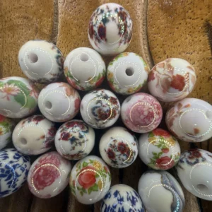 16mm Floral Multi Color Bubblegum Bead (10 per pack)