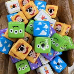 16mm Toy Story cubes bubblegum bead (10 per pack)