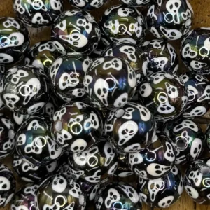 Acrylic 16mm Halloween Scream Ghost Face bubblegum bead mix (10 per pack)