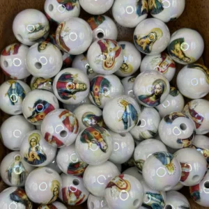 16mm Acrylic Bead UV Coating with Virgin Mary mix Bubblegum Bead