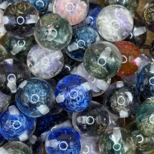 16mm Clear with Glittered with Various Color Rose inside Bubblegum Bead