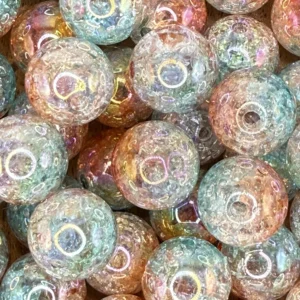 16mm Blue to Copper crackle ombre bubblegum bead mix (10 per pack)