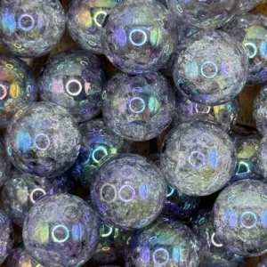 16mm Black to clear crackle ombre bubblegum bead mix (10 per pack)