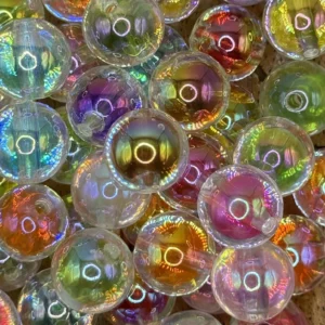 16mm Clear with solid color inset bubblegum bead mix (10 per pack)