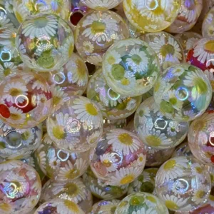 16mm Spring Daisy Mix color varies Bubblegum Bead