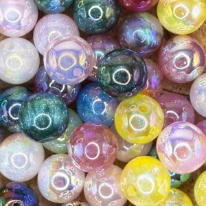 16mm AB Glittered solid Colors Bubblegum Beads
