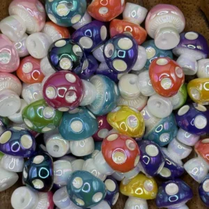 16mm Ab Coated Mushroom Shaped Bubblegum Beads (10 per pack)
