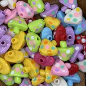 16mm Ab Coated Polk dot Mushroom Shaped Bubblegum Beads (10 per pack)
