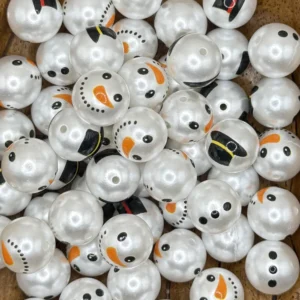 16mm Snowman Mix Bubblegum Beads (10 per pack)