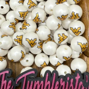 16mm- Football WEST VIRGINIA bubblegum bead