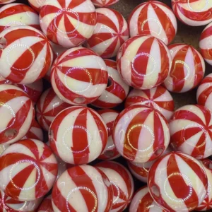 16mm Ab Peppermint Candy Cane stripe Bubblegum Beads(10 per pack)