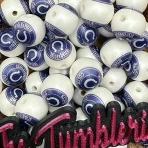 16mm- Football COLTS bubblegum bead